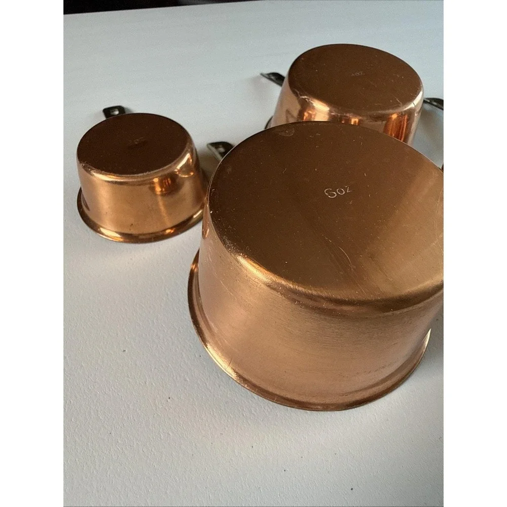 VTG Copper Brass Measuring Cups Set of 4 B&M Douro Made In Korea Rustic Decor